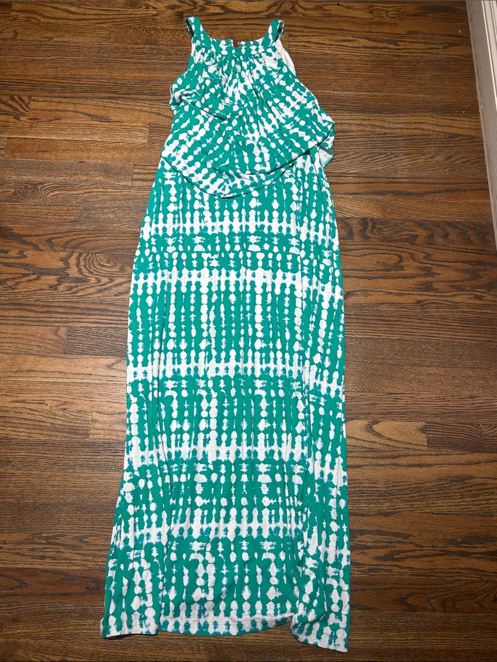 Chico's Teal and White Tie-Dye Maxi Dress